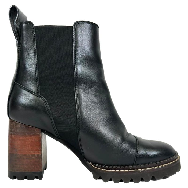 See By Chlo Mallory Glossed Chelsea Boots In Black Leather